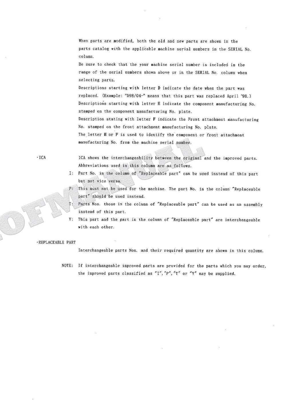 HITACHI EX135USR Excavator Parts Catalog Manual SN 001001-