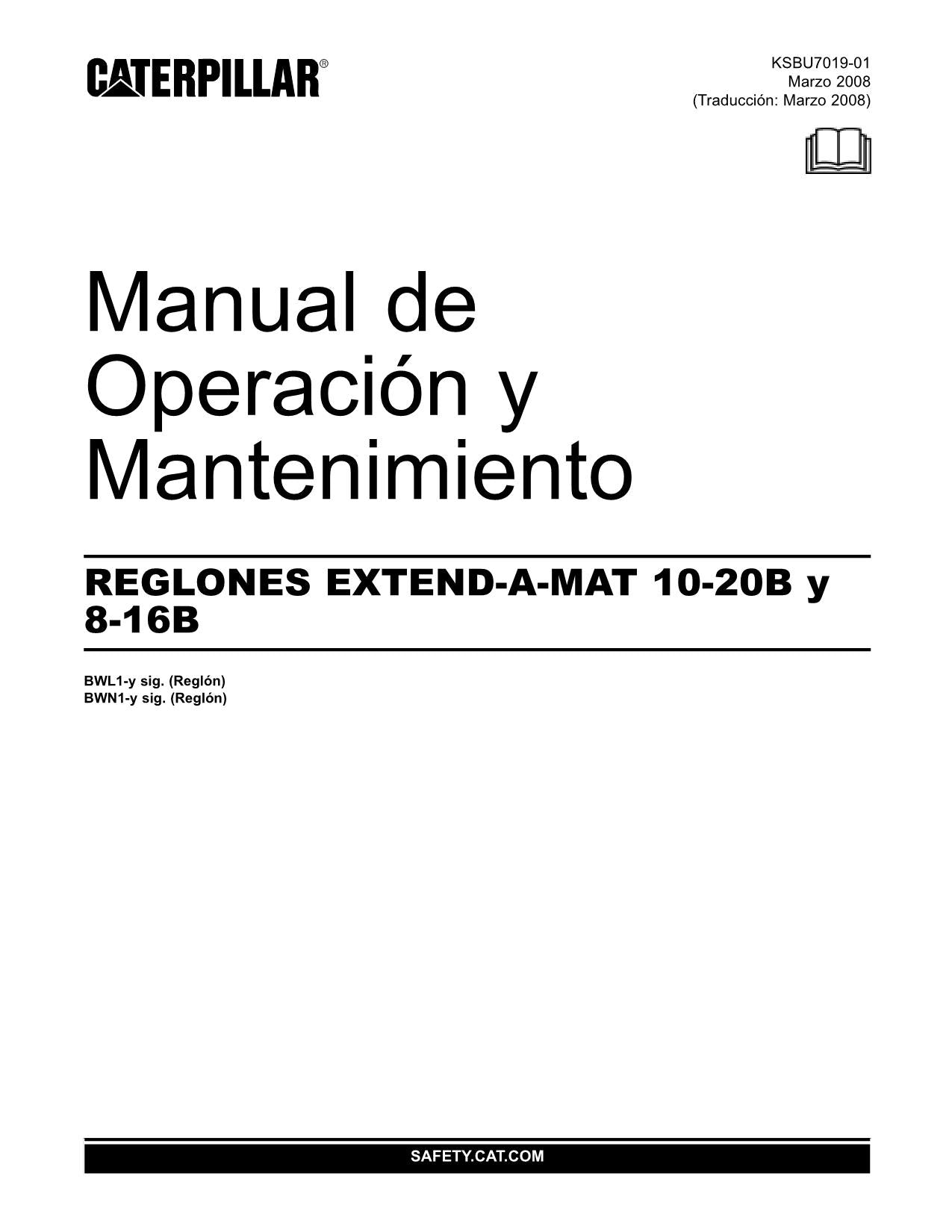 Caterpillar 20B 8 16B Pavimentadora de asfalto Manual de Operación Español