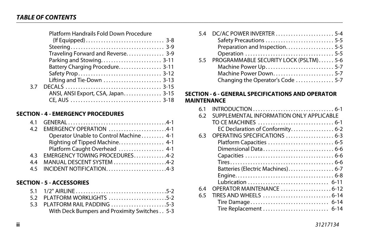 JLG 3369LE 4069LE M3369 M4069 Boom Lift Maintenance Operation Operators Manual