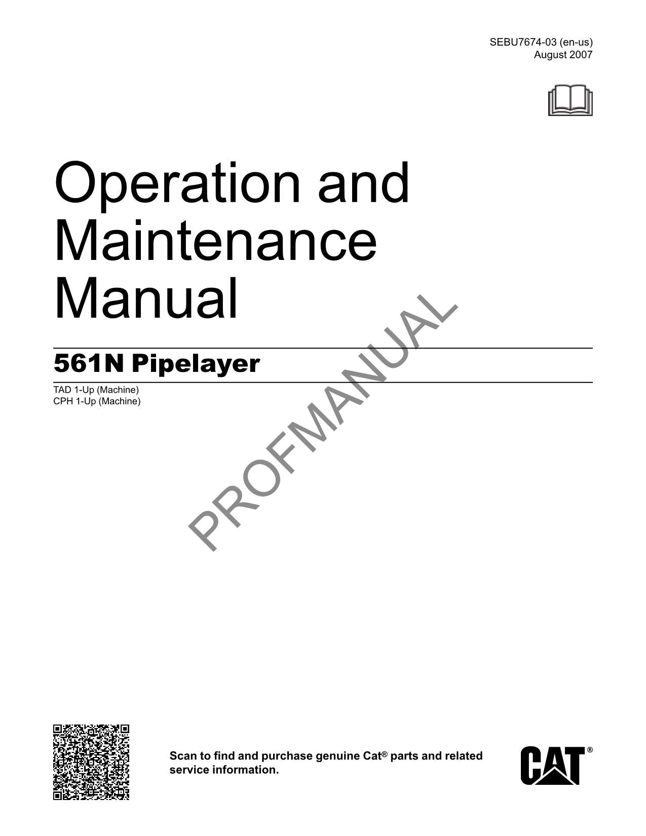 Manual de mantenimiento del operador del tiendetubos Caterpillar 561N