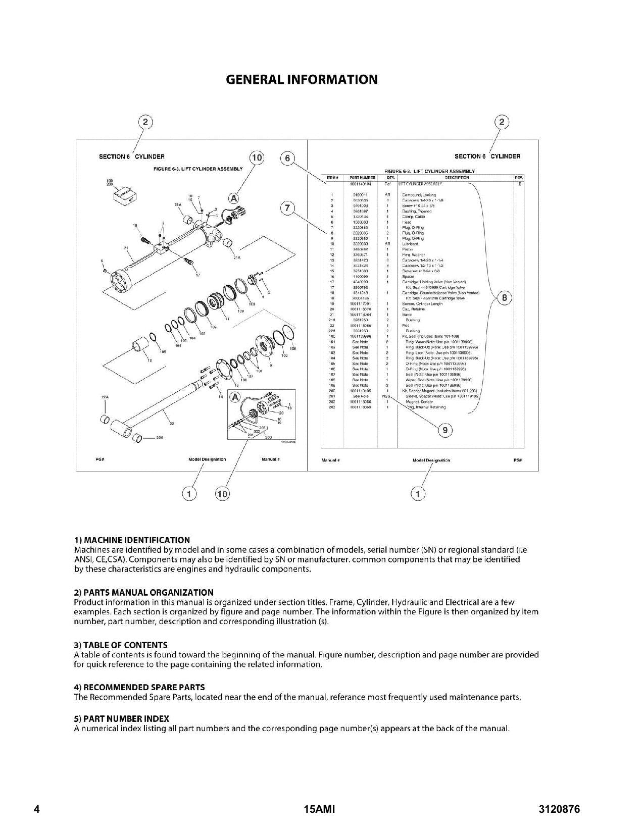 Manual del catálogo de piezas del mástil vertical JLG 15AMI