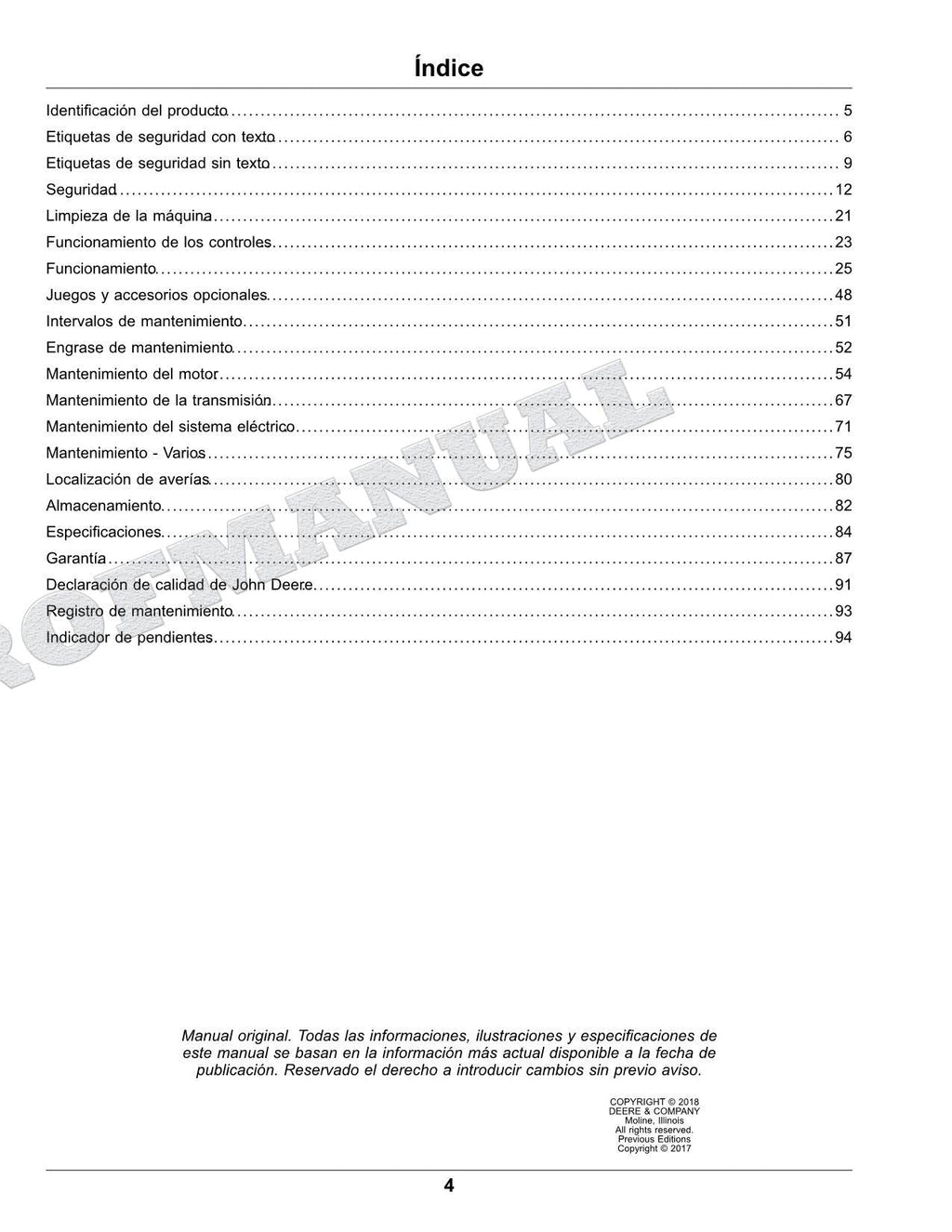 John Deere X750 X754 X758 Tractor Manual del Operador Español SN 070001-