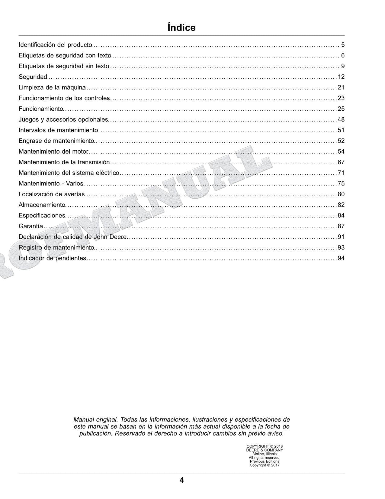 John Deere X750 X754 X758 Tractor Manual del Operador Español SN 070001-