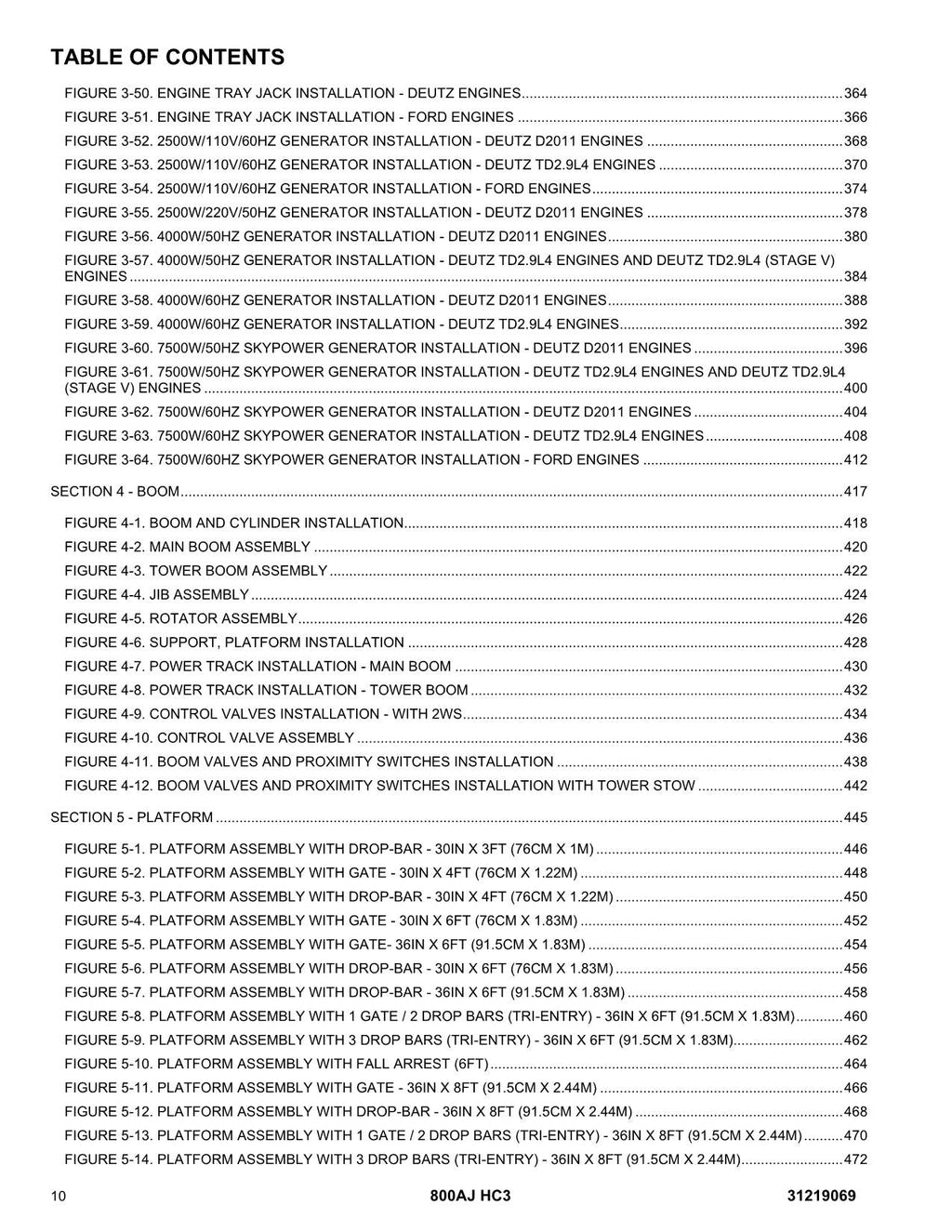 JLG 800AJ HC3  Boom Lift  Parts Catalog Manual