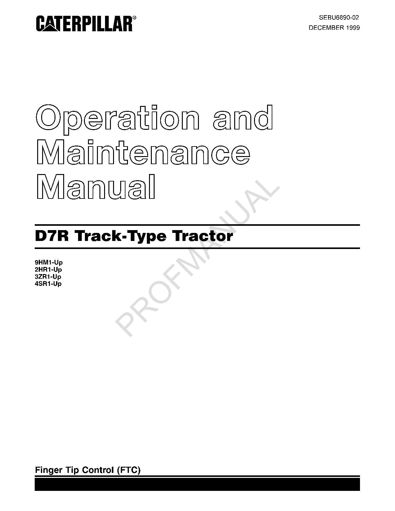 Manual de mantenimiento del operador del tractor de cadenas Caterpillar D7R SEBU6890