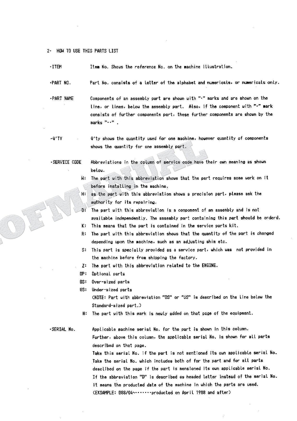 HITACHI EX100 Excavator Parts Catalog Manual SN 20001-