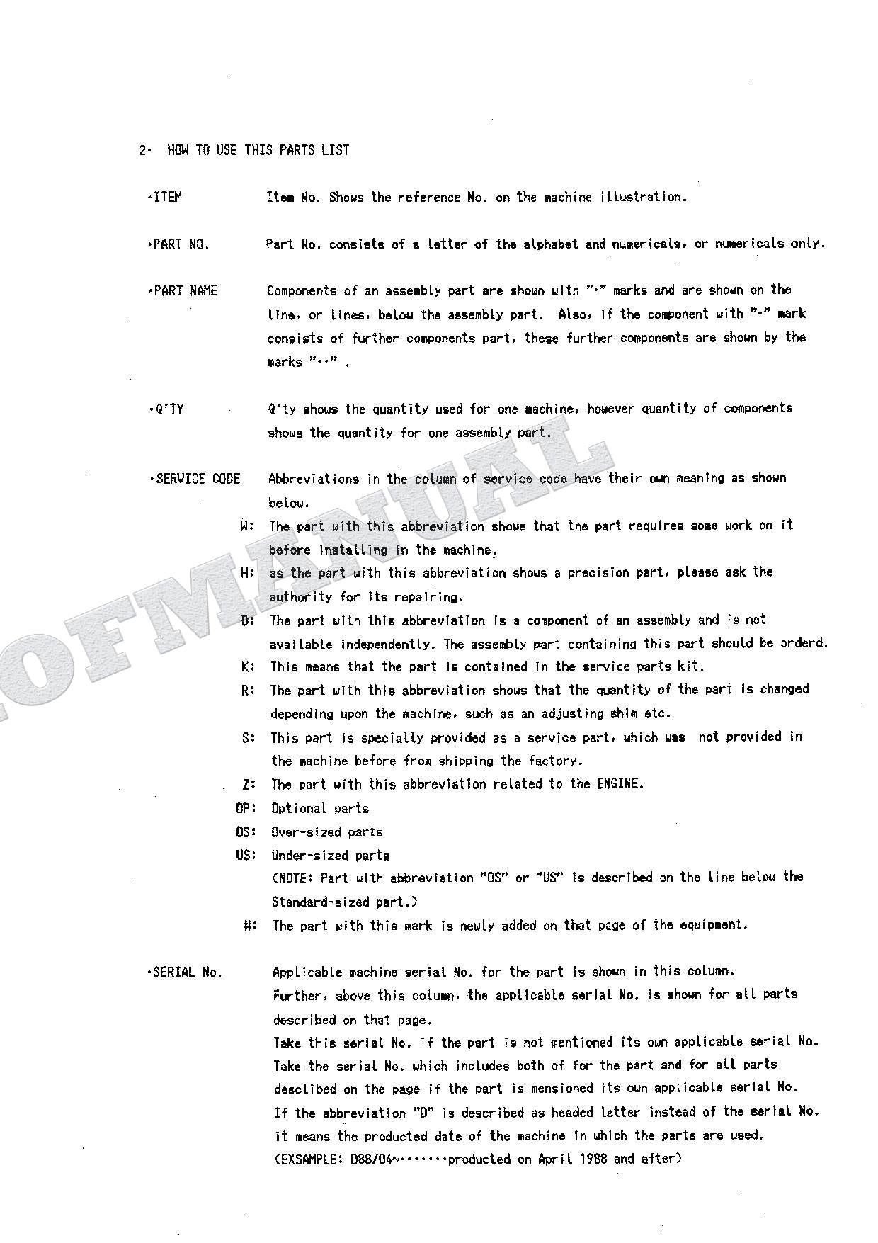 HITACHI EX100 Excavator Parts Catalog Manual SN 20001-