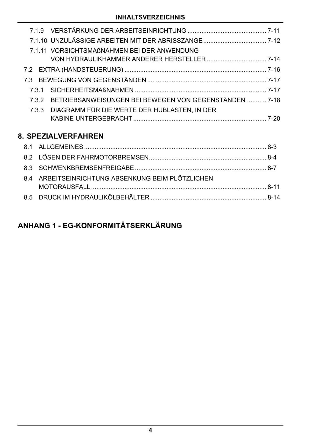 New Holland E80BMSR Bagger Betriebsanleitung
