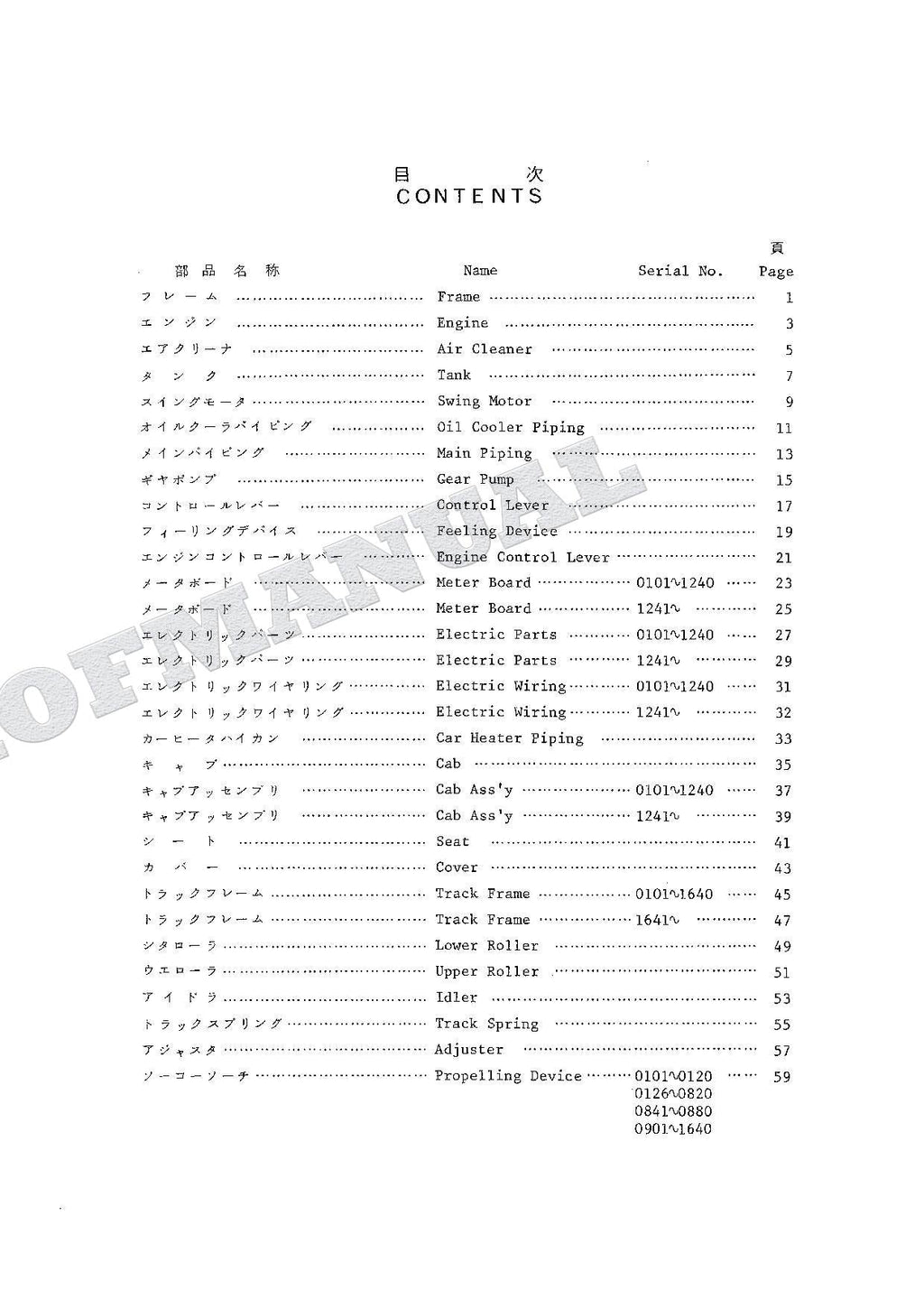 HITACHI UH025 Excavator Parts Catalog Manual