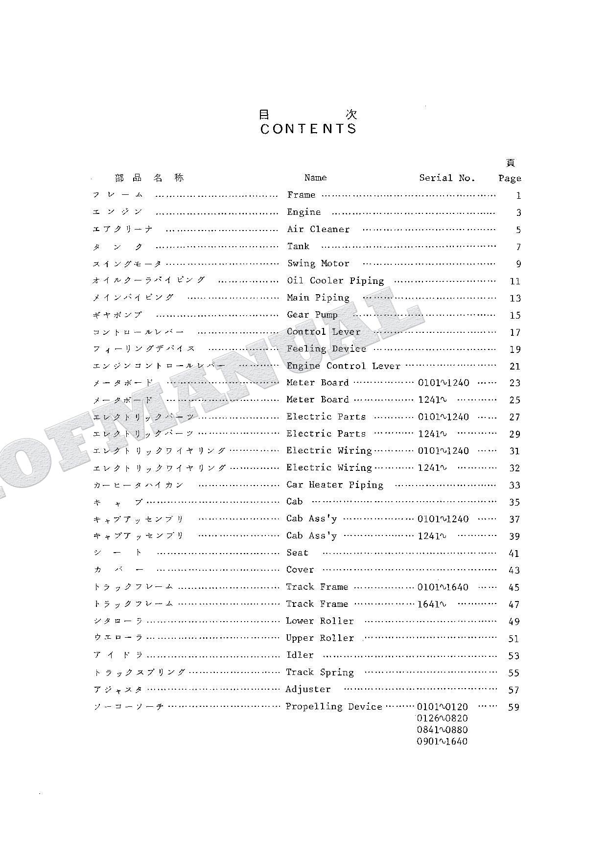 HITACHI UH025 Excavator Parts Catalog Manual
