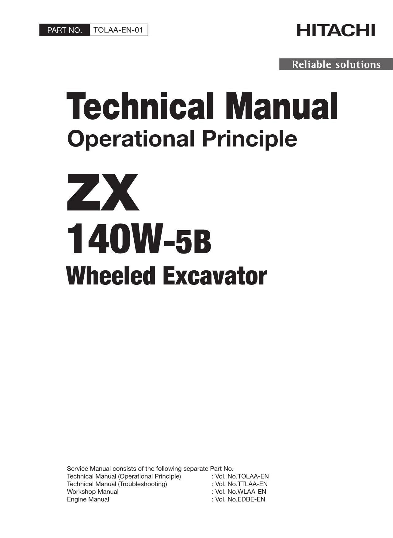 HITACHI ZAXIS ZX140W-5B Excavator Operational Principle Technical Manual