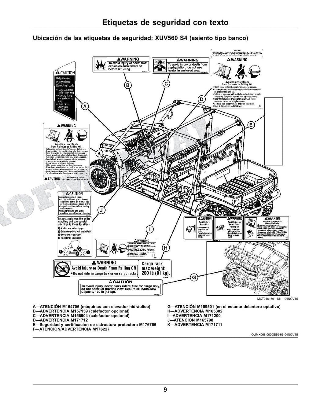 John Deere XUV560E XUV560E S4 cocodrilo Manual del Operador Español SN 010001-