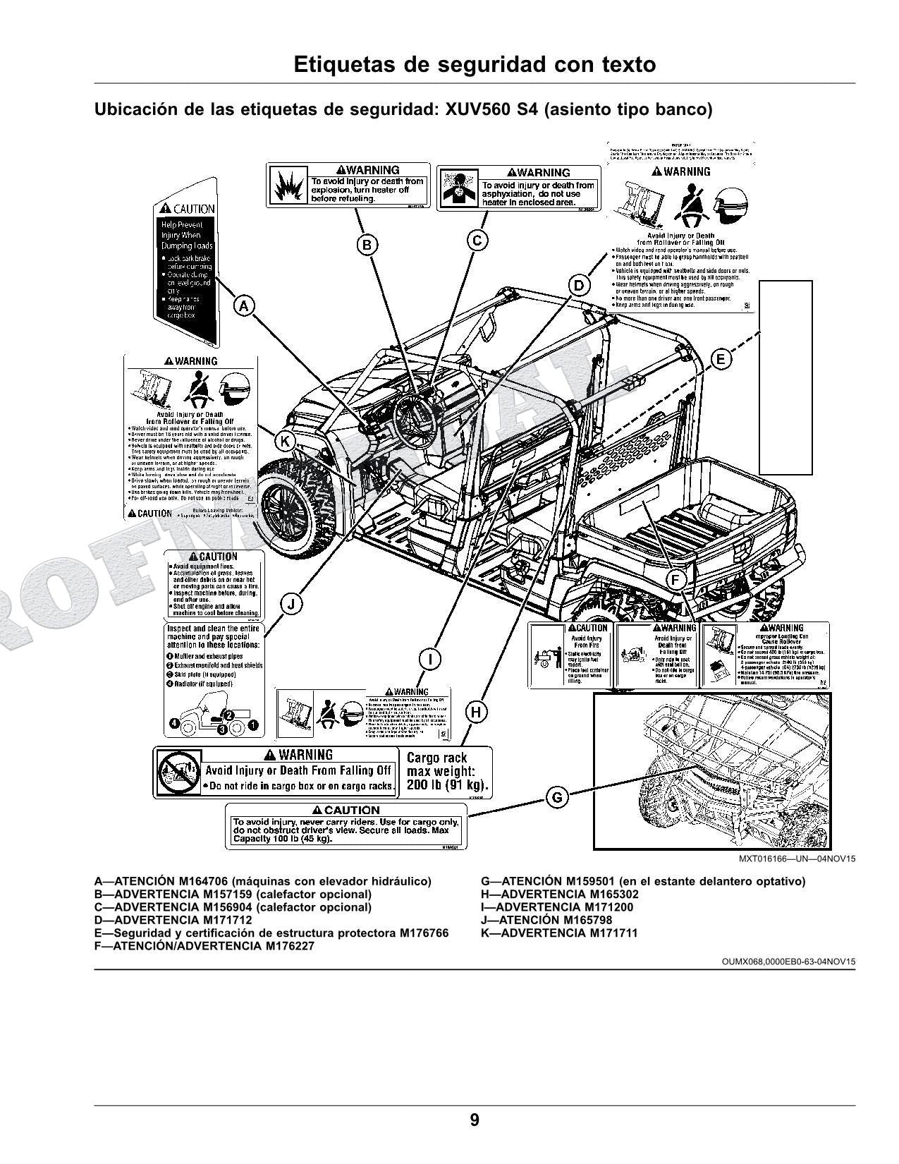 John Deere XUV560E XUV560E S4 cocodrilo Manual del Operador Español SN 010001-