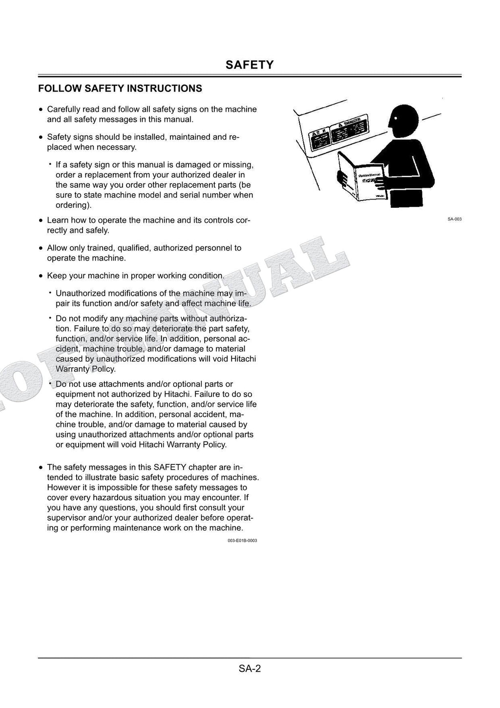 HITACHI ZX75US-3 - 135US-3 Telescopic Clamshell Excavator Workshop Manual