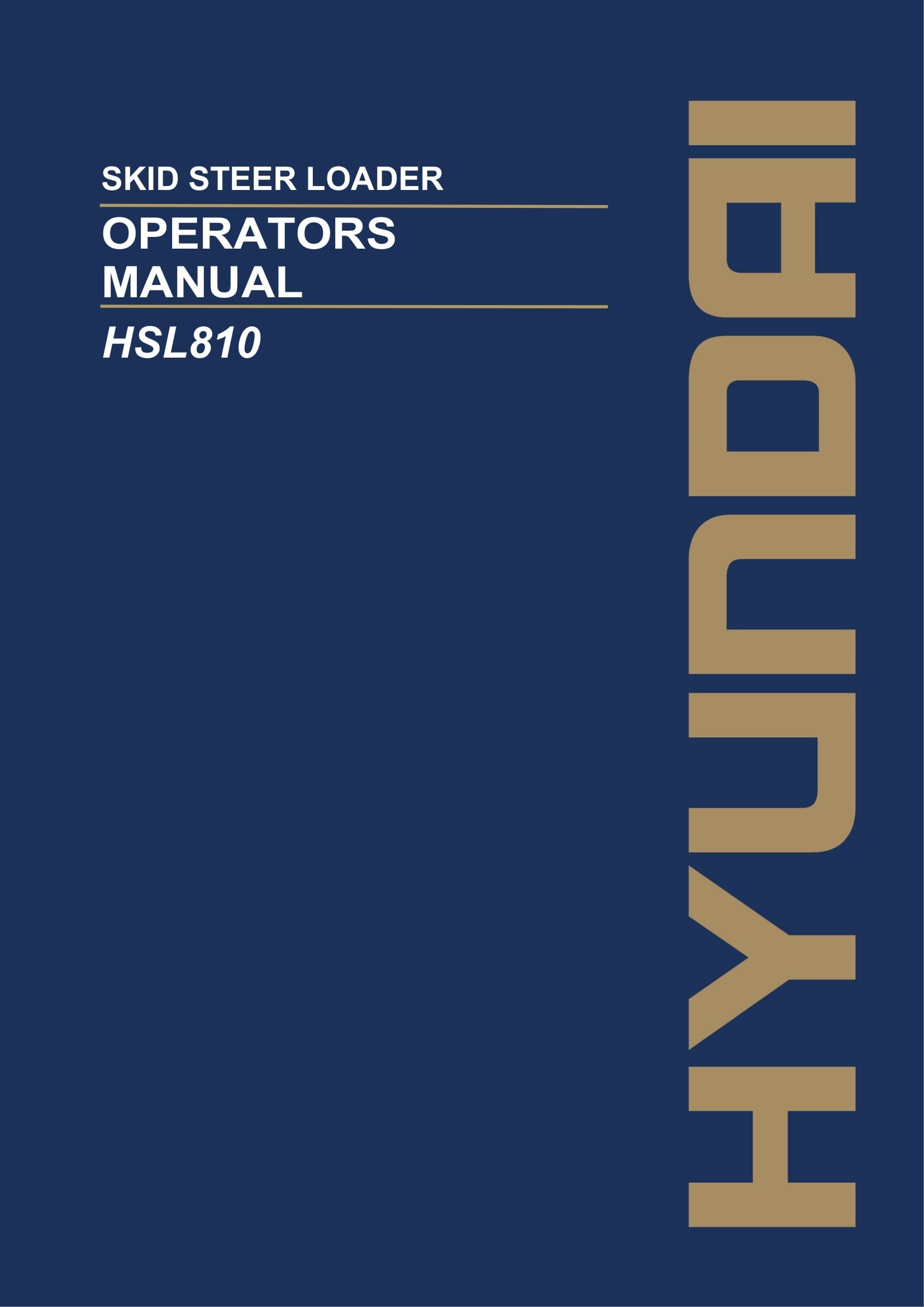 Hyundai HSL810 SKID STEER LOADER Operators User Manual