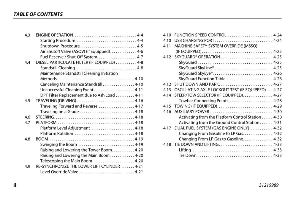 JLG 600AJ Boom Lift Maintenance Operation Operators Manual 31215989