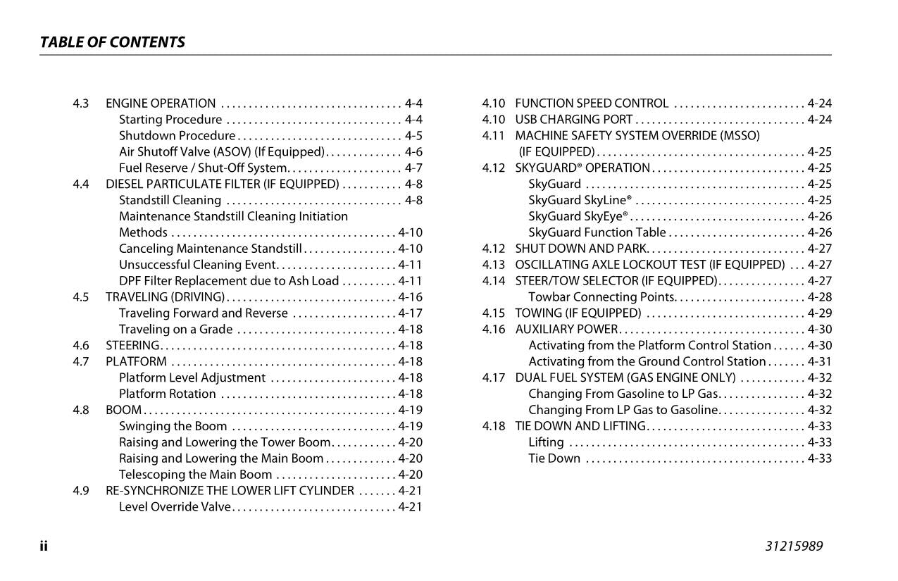 JLG 600AJ Boom Lift Maintenance Operation Operators Manual 31215989