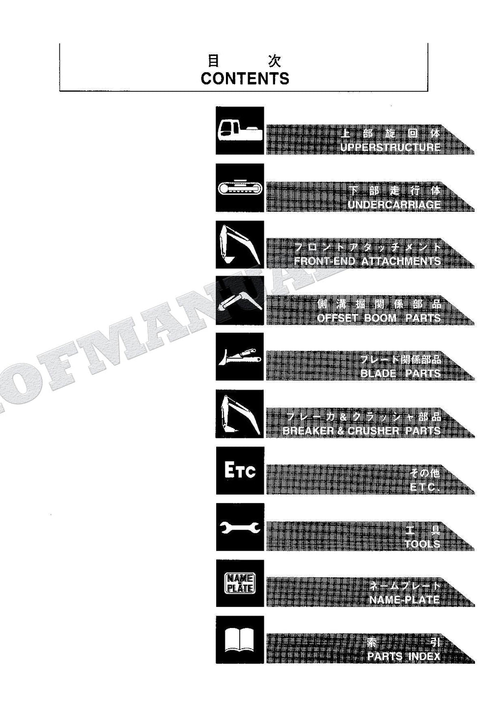 HITACHI EX120-5 EX120SS-5 EX120-5HC Excavator Parts Catalog Manual