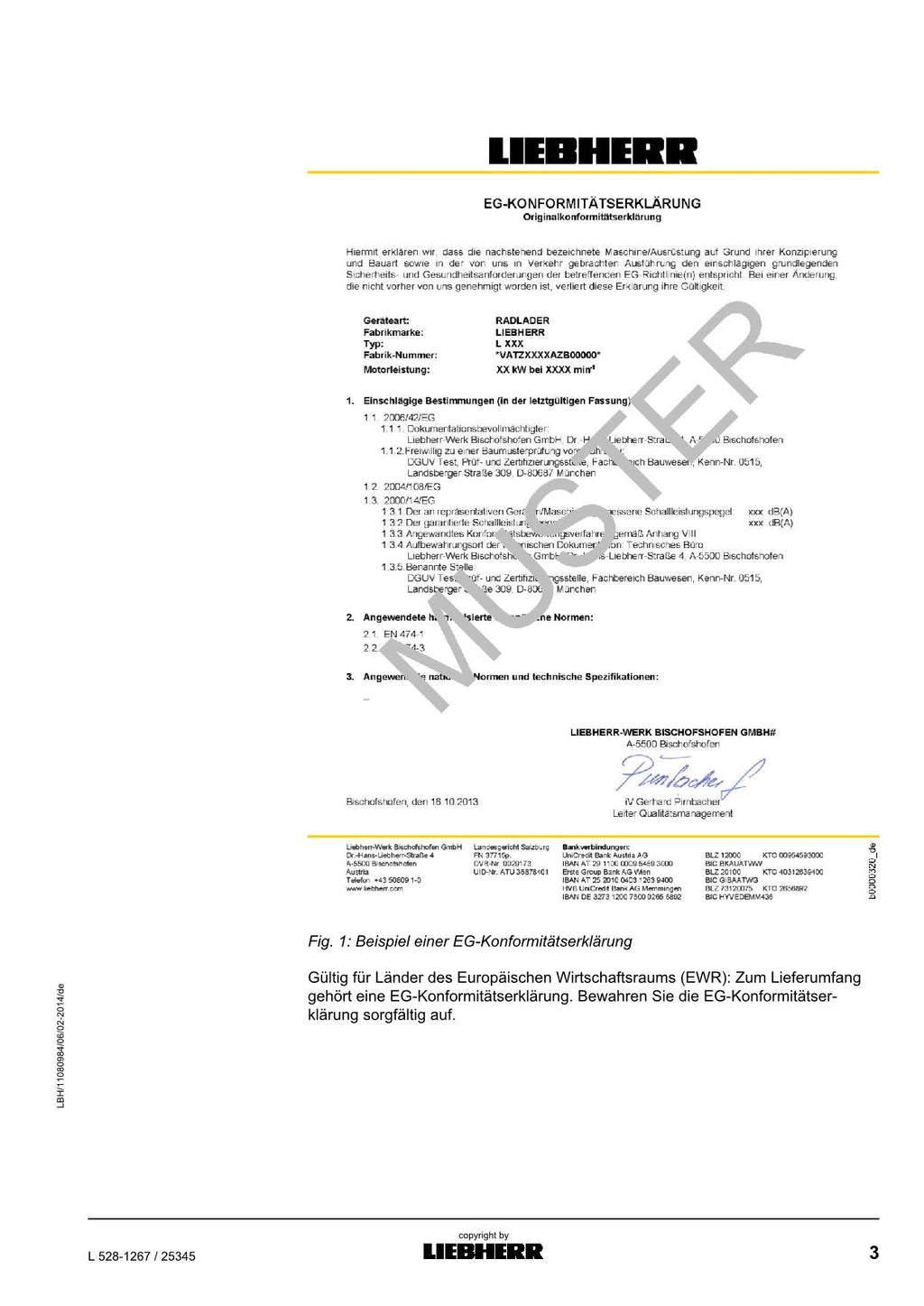 Liebherr L528 Radlader Betriebsanleitung ser 25345