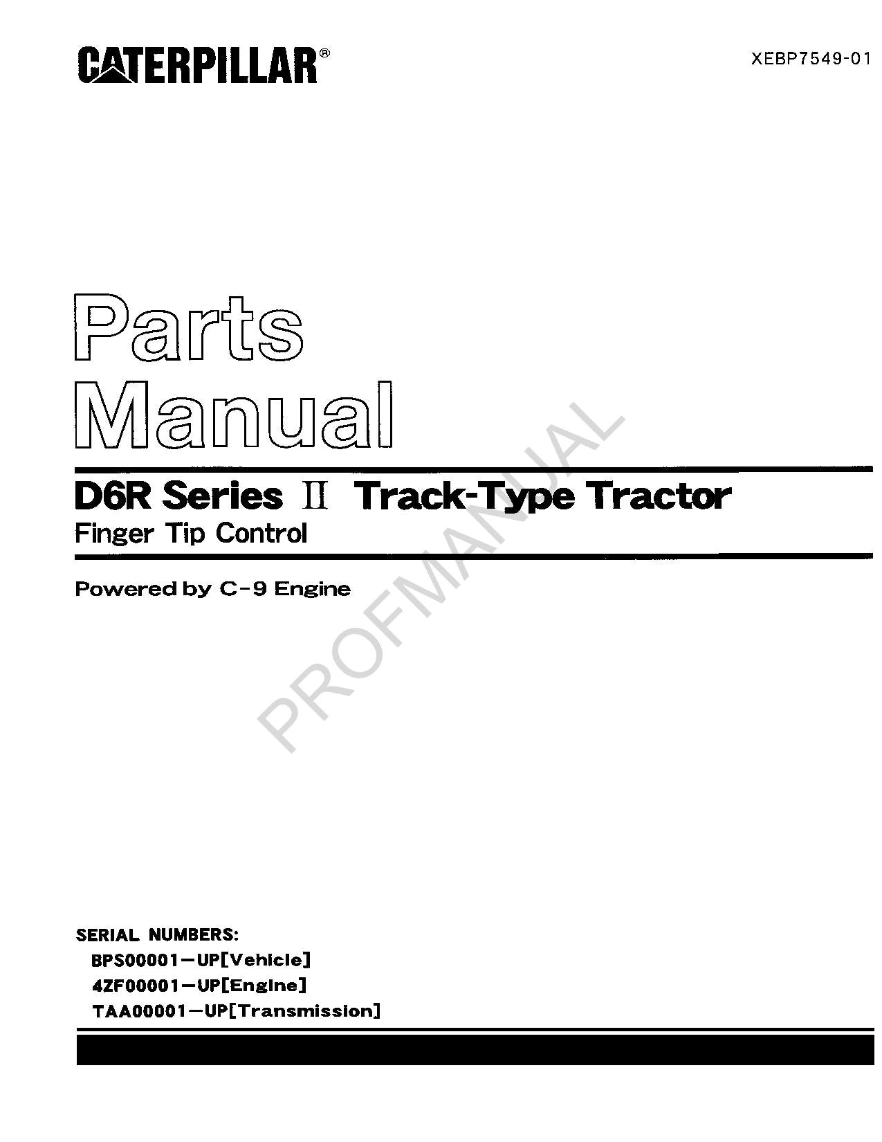 Caterpillar Cat D6R Series II Ftc Track Type Tractor Parts Catalog Manual