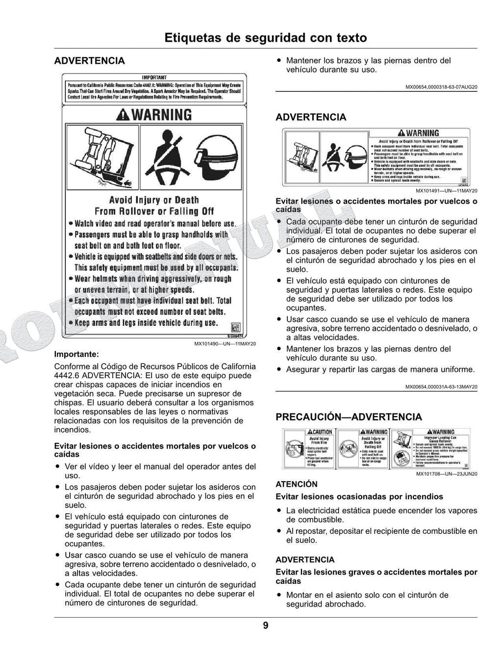 John Deere XUV825M S4 cocodrilo Manual del Operador Español SN 050001-
