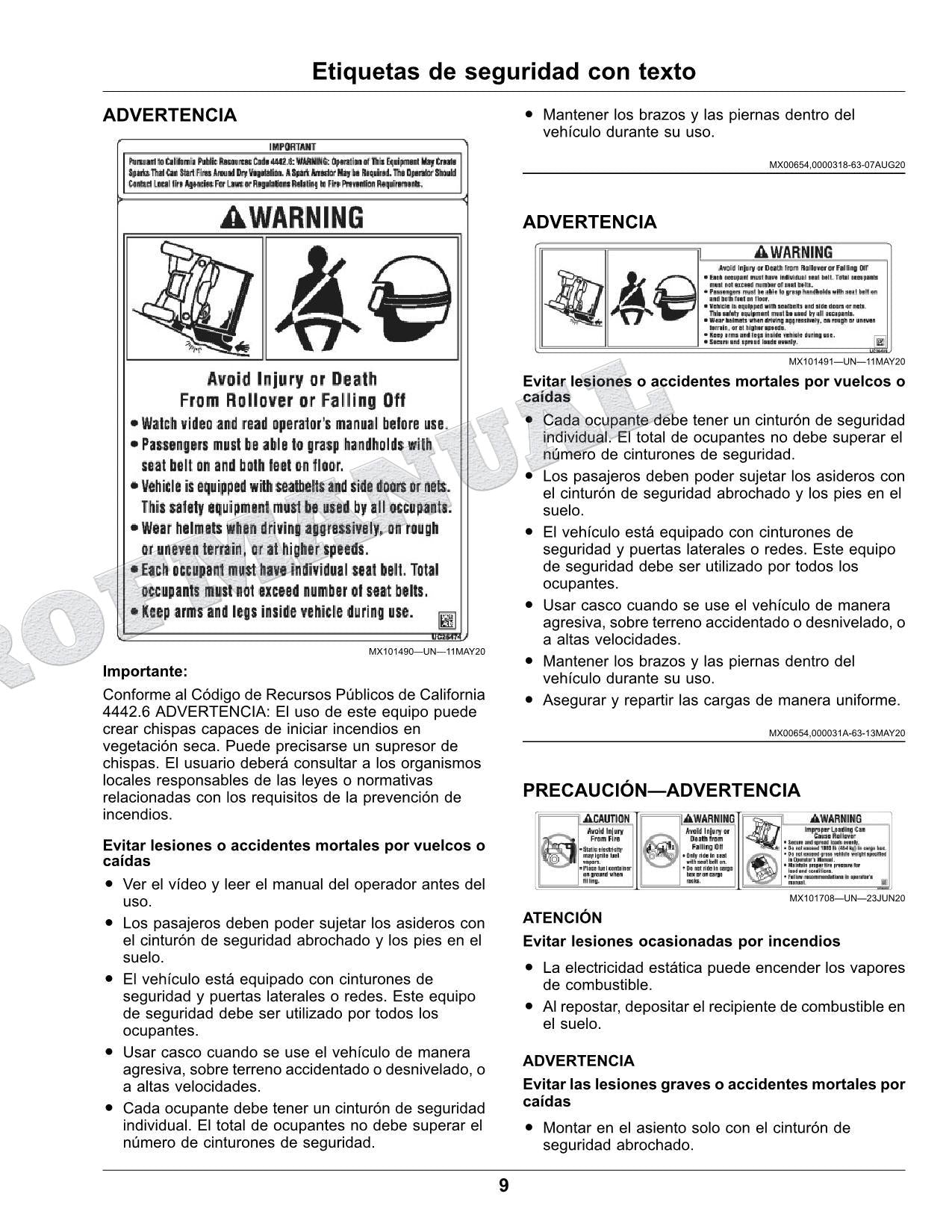 John Deere XUV825M S4 cocodrilo Manual del Operador Español SN 050001-