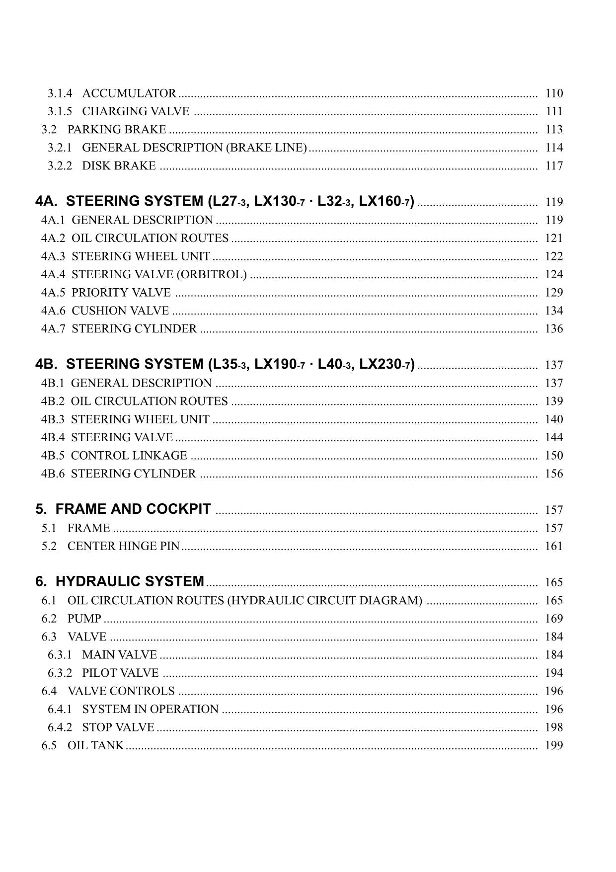 Hitachi LX130-7 LX160-7 LX190-7 LX230-7 Wheel Loader Technical Manual