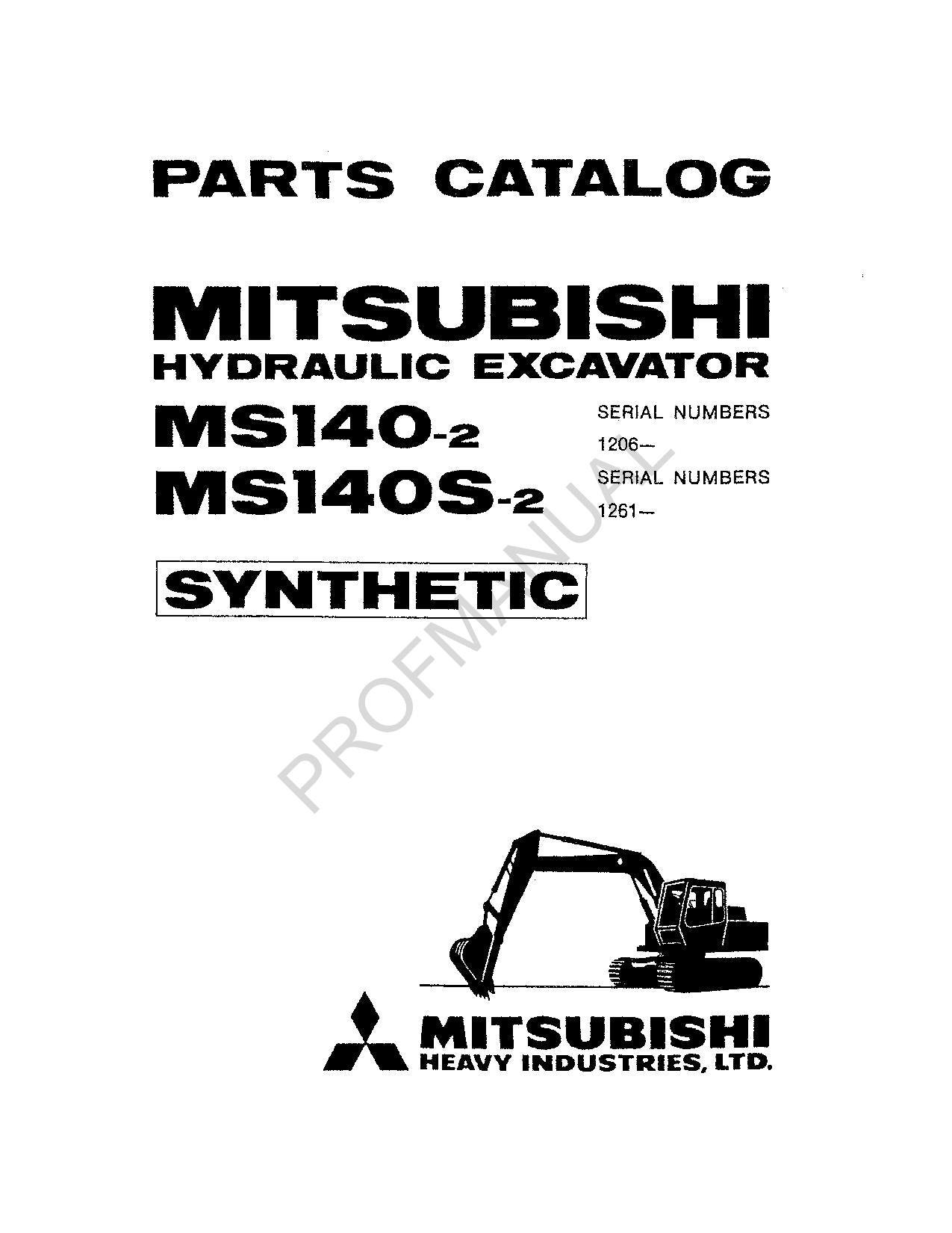 Caterpillar MS140 2 MS140S 2 Mitsubishi Hydraulic Excavator Parts Catalog Manual