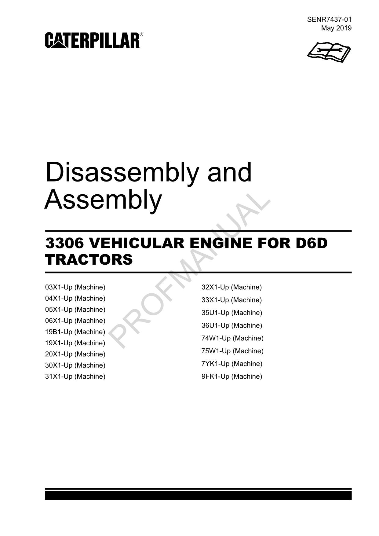 Manual de desmontaje y montaje del tractor Caterpillar CAT 3306 MOTOR VEHICULAR D6D