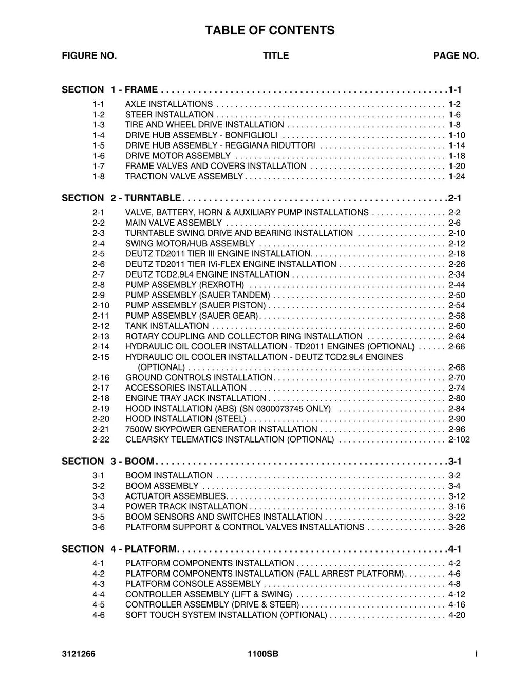 JLG 1100S Scissor Lift Parts Catalog Manual