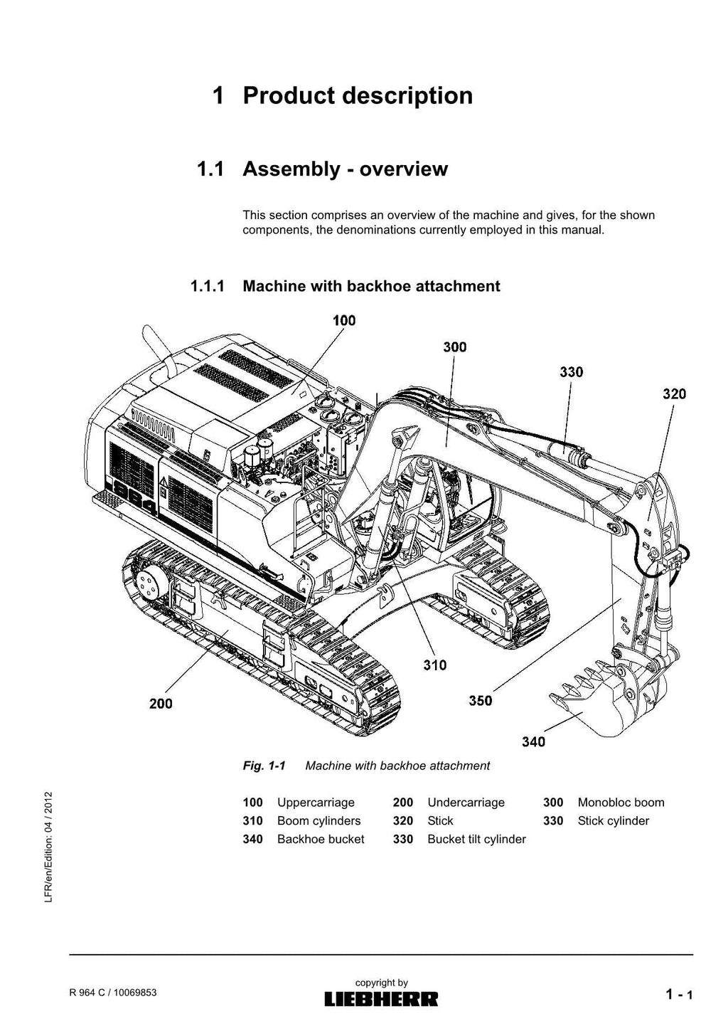 Liebherr R964 C Excavator Operators manual