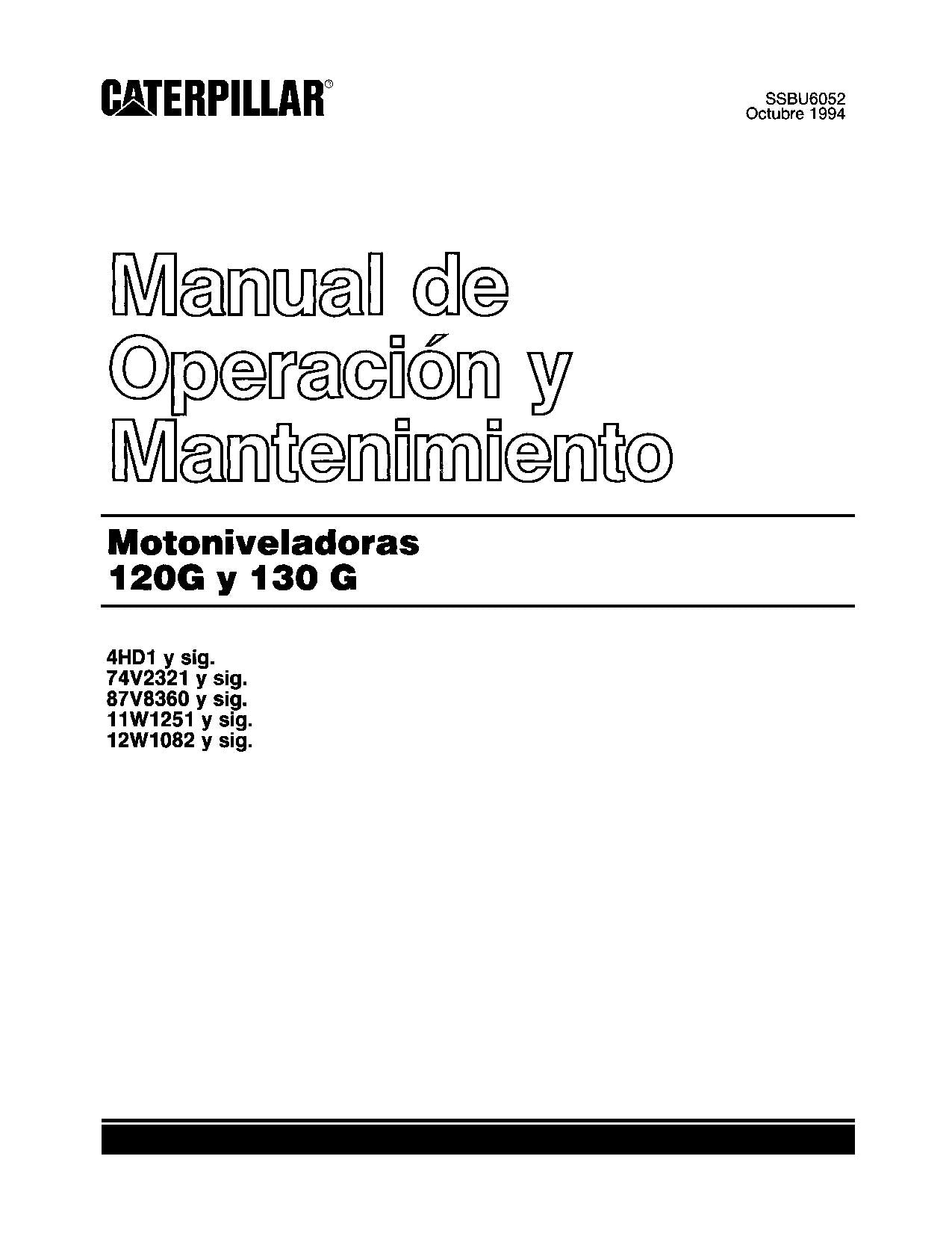 Caterpillar 120G 130G Motoniveladora Manual de Operación SSBU6052 Español