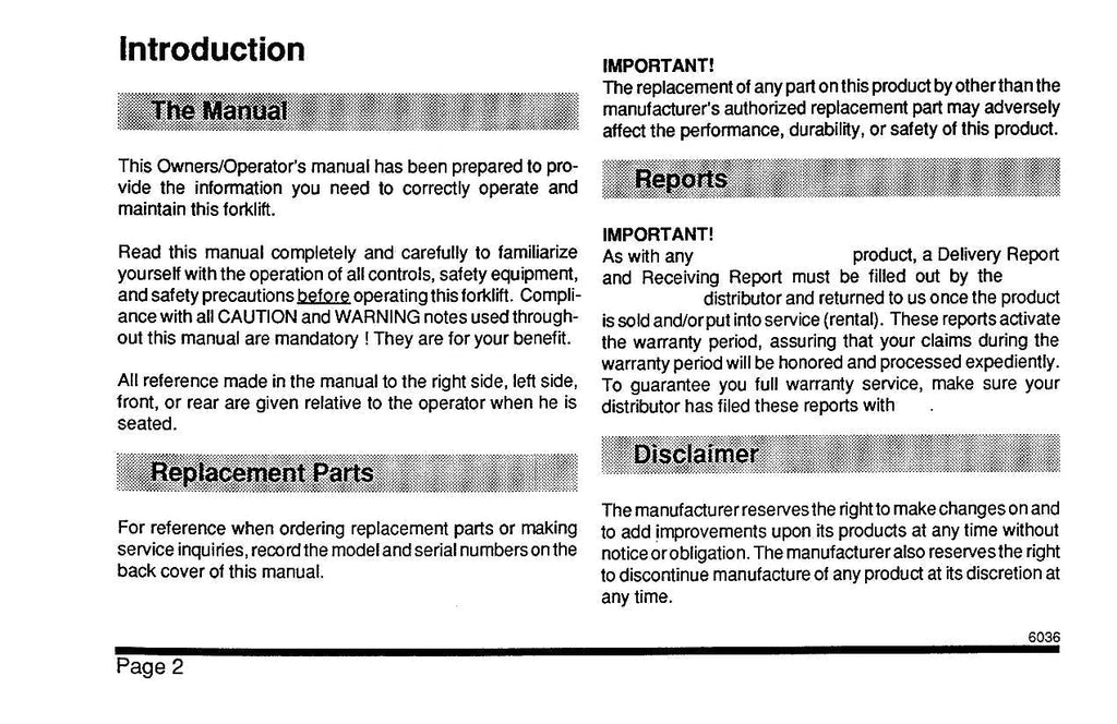 SKYTRAK 6036 Telehandler Maintenance Operation Operators Manual 8990149
