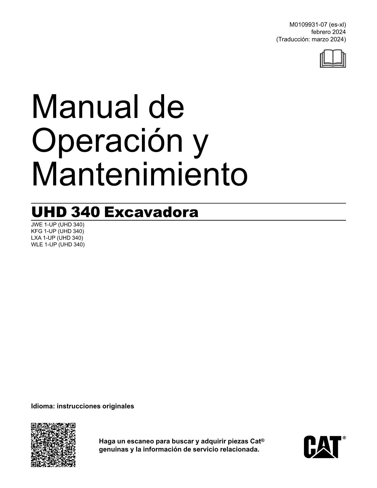 Caterpillar UHD 340 Excavadora Manual de Operación y Mantenimiento Español
