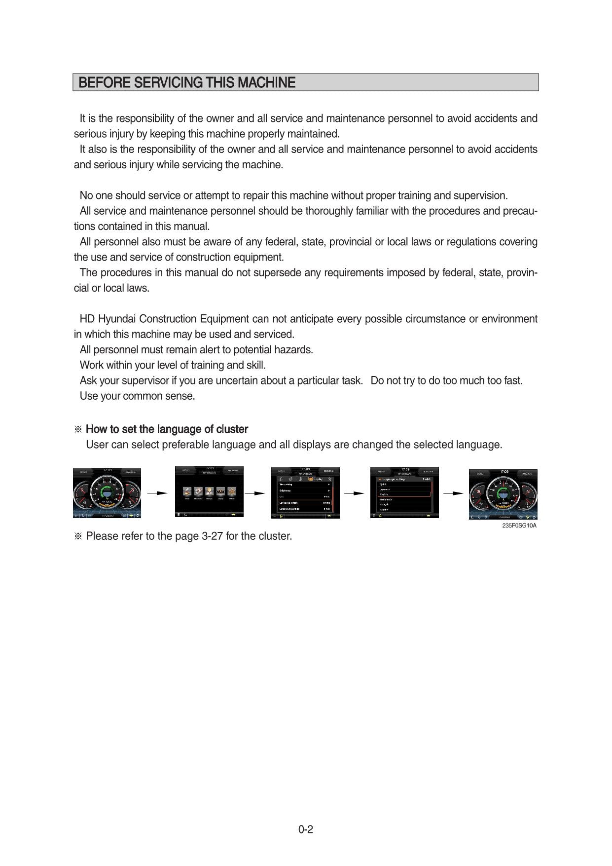 Hyundai HX145 LCR CRAWLER EXCAVATOR Operators Maintenance Manual