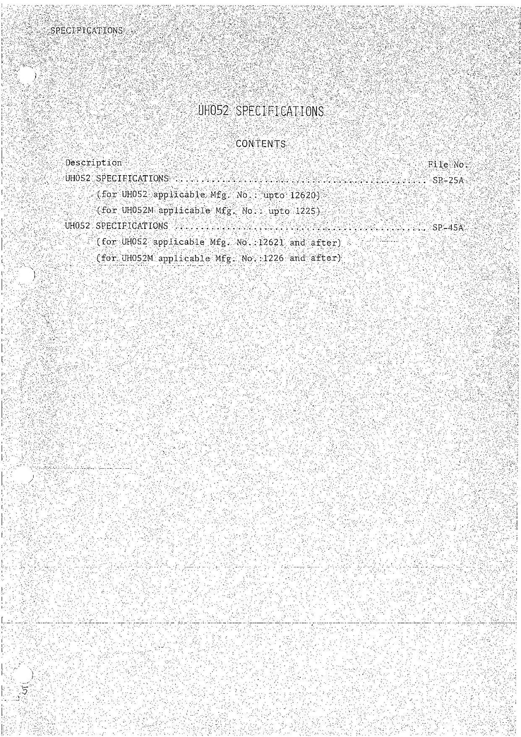 HITACHI UH052 Excavator Service Manual