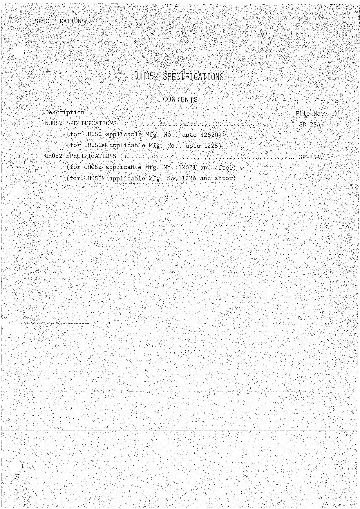 HITACHI UH052 Excavator Service Manual