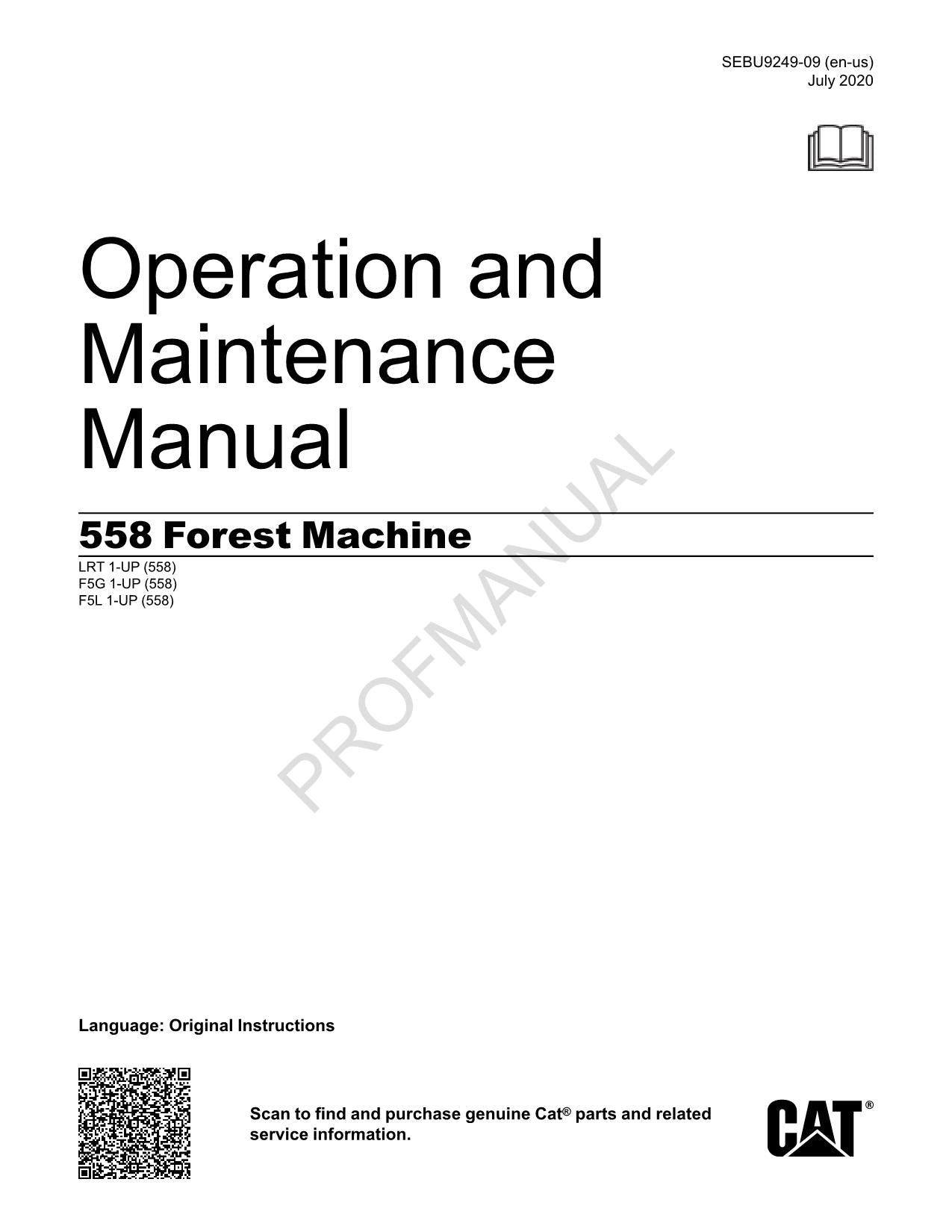 Manual de mantenimiento del operador de maquinaria forestal Caterpillar 558