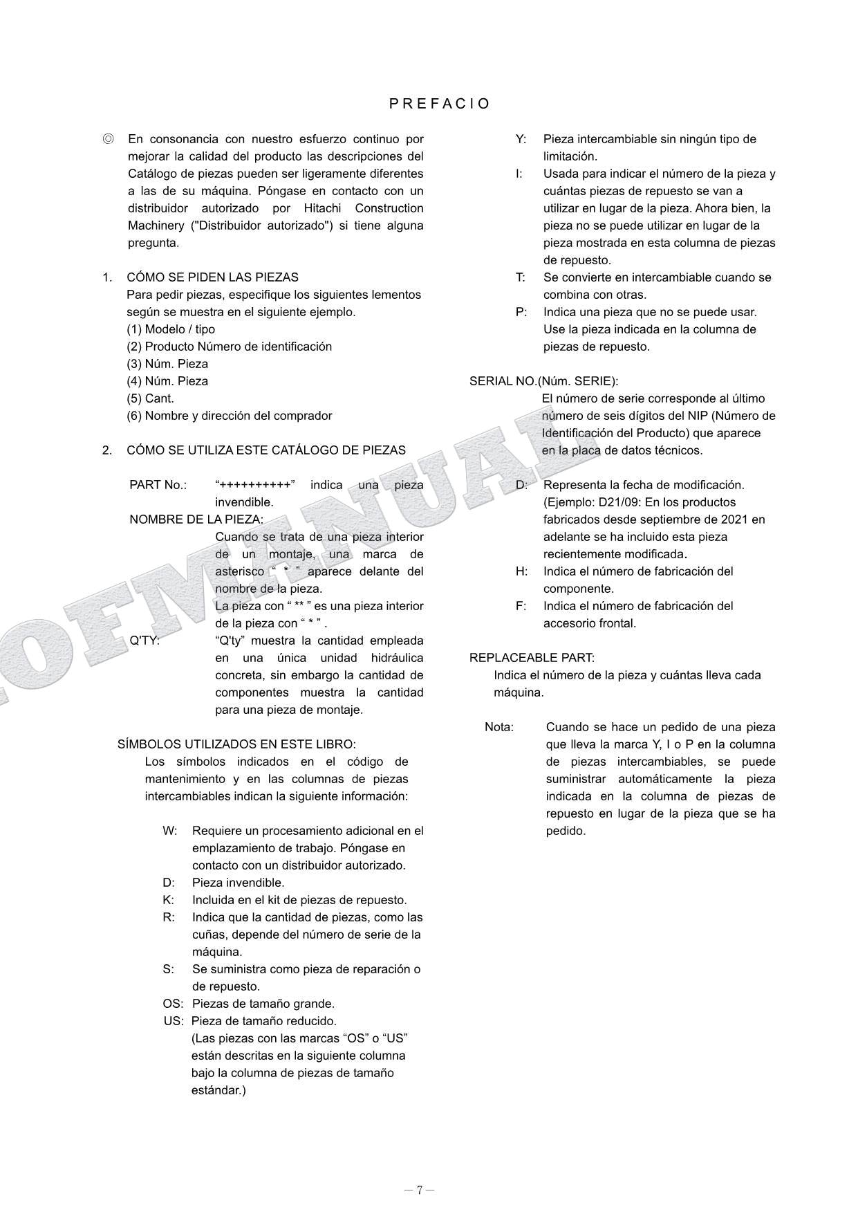 Manual del catálogo de piezas de excavadoras de componentes de equipos de la serie HITACHI ZX135US-6