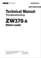 Hitachi ZW370-6 Wheel Loader Technical Manual Troubleshooting +Schematics