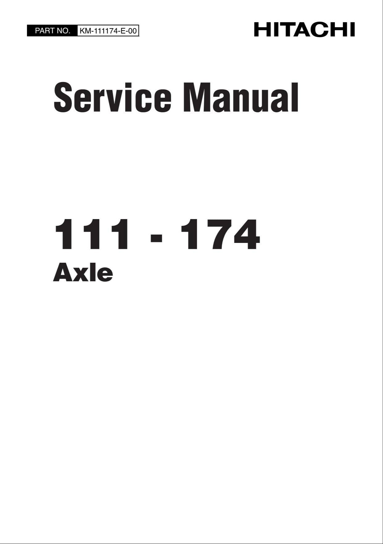 Hitachi 111-174 Axle Wheel Loader Service Manual