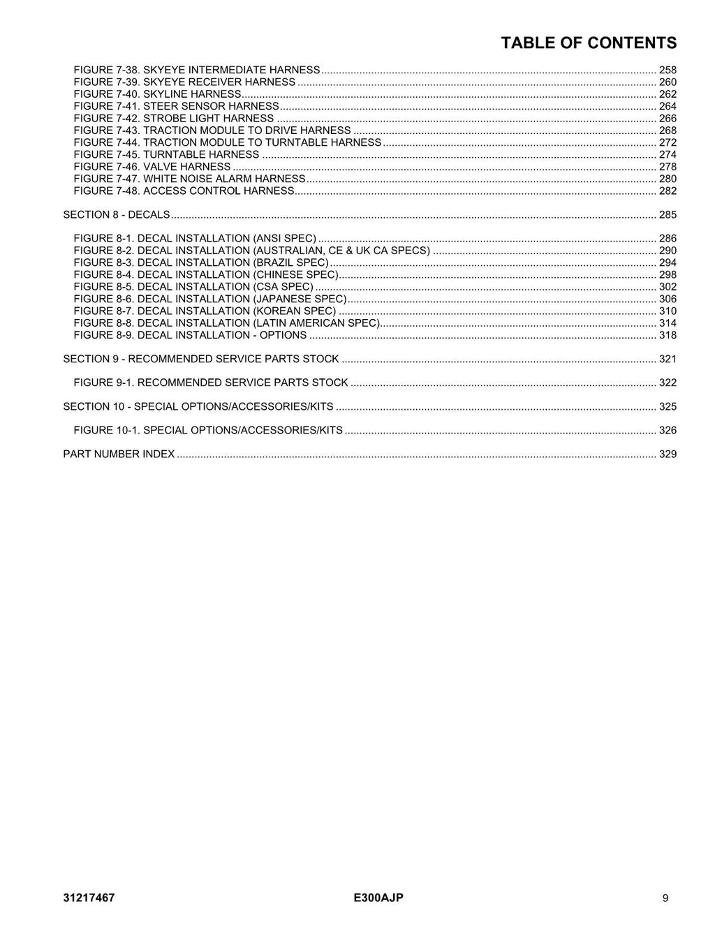 JLG E300AJ E300AJP Boom Lift  Parts Catalog Manual