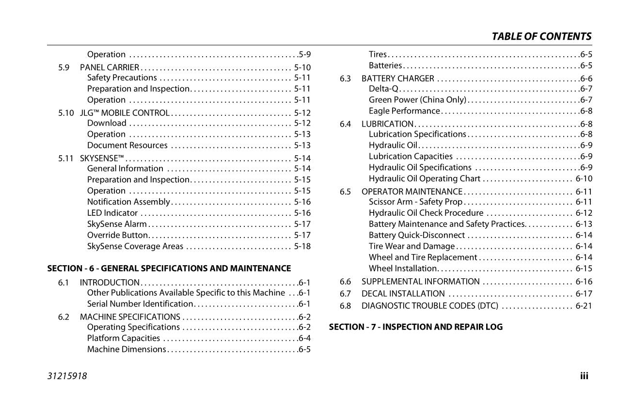 Manual del operador de mantenimiento y operación del elevador de tijera JLG ES1932 ES1932i 31215918