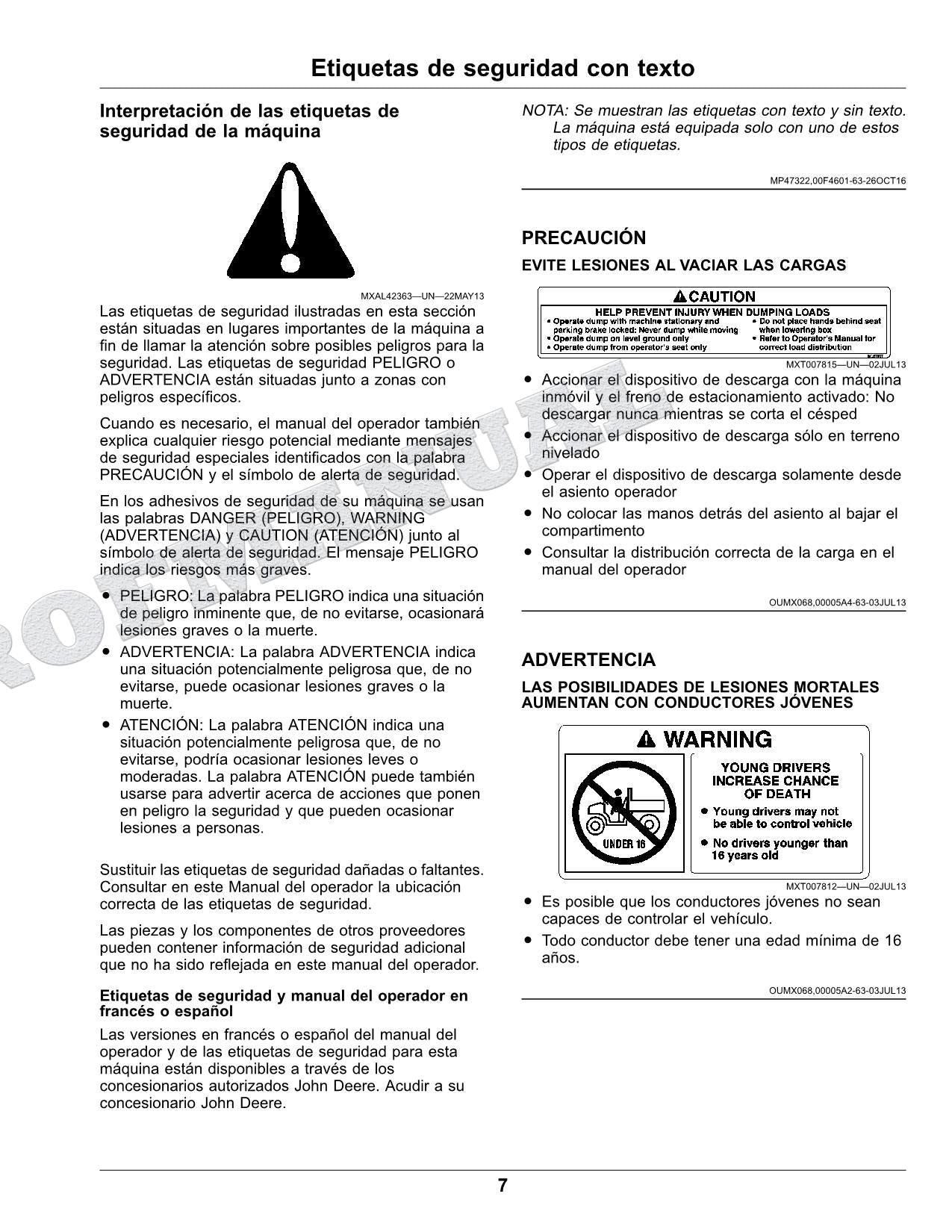 John Deere TH 6X4D cocodrilo Manual del Operador Español SN 140001-150000