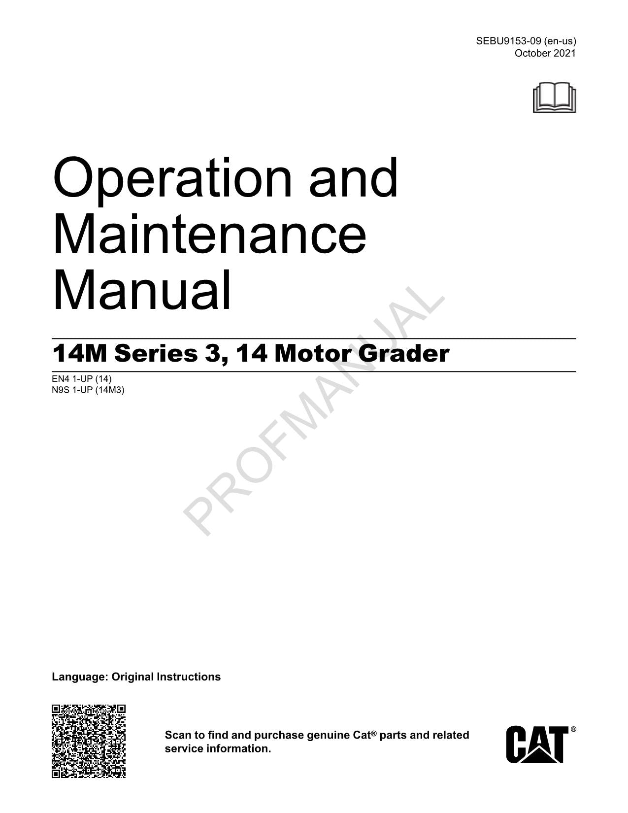 Manual de mantenimiento del operador de la motoniveladora Caterpillar Serie 14M 3