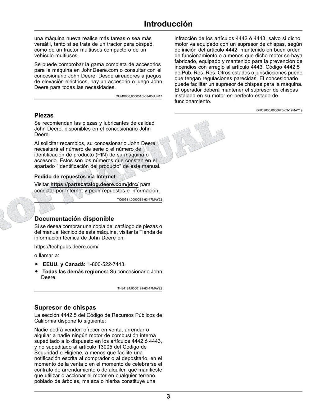John Deere X350R Tractor Manual del Operador Español SN 150001-