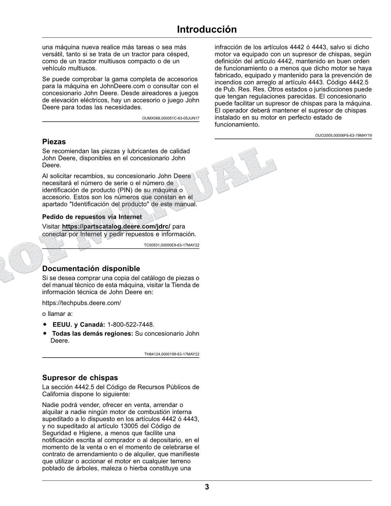 John Deere X350R Tractor Manual del Operador Español SN 150001-