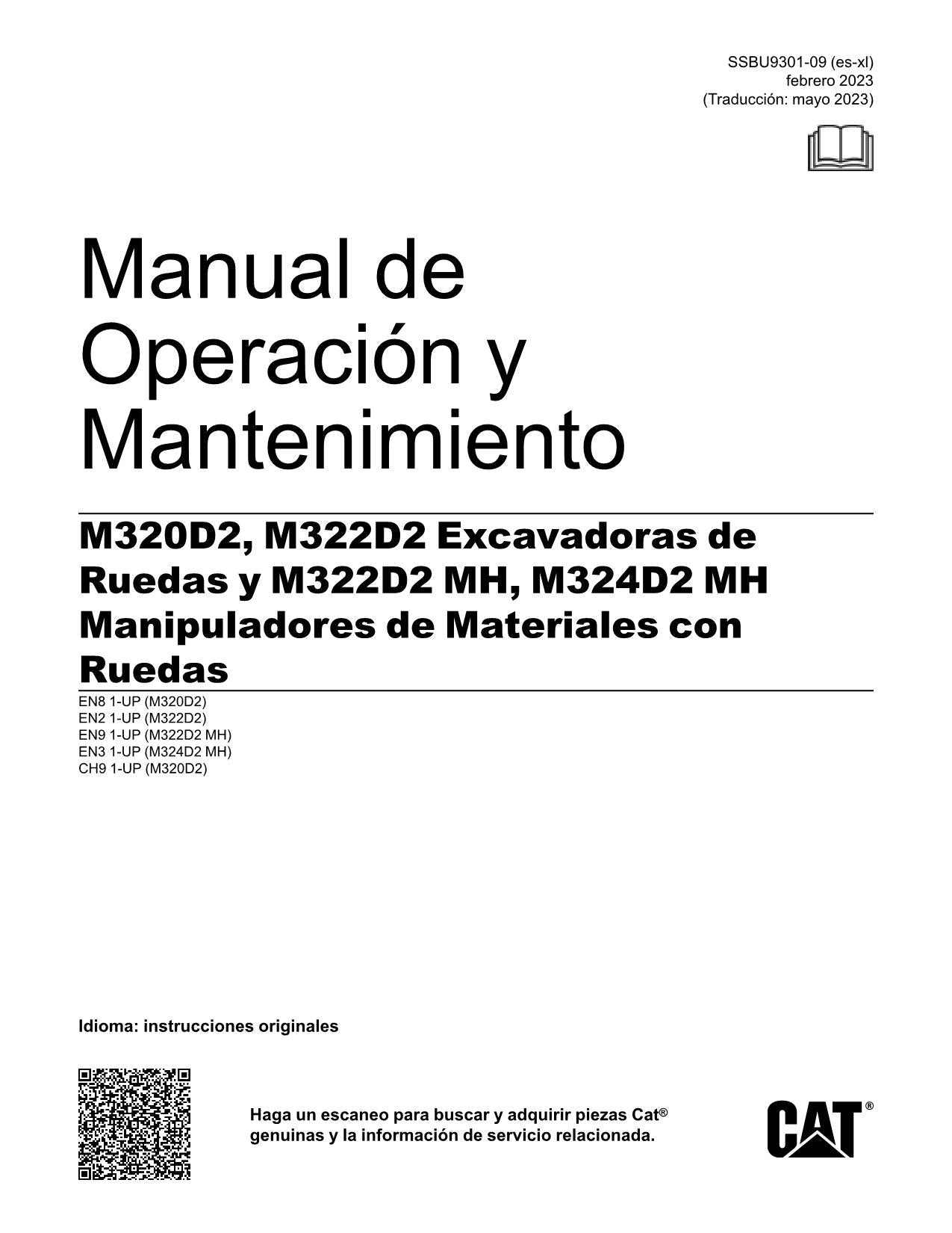 Caterpillar M320D2 M322D2 Excavadora Manual de Operación y Mantenimiento Español