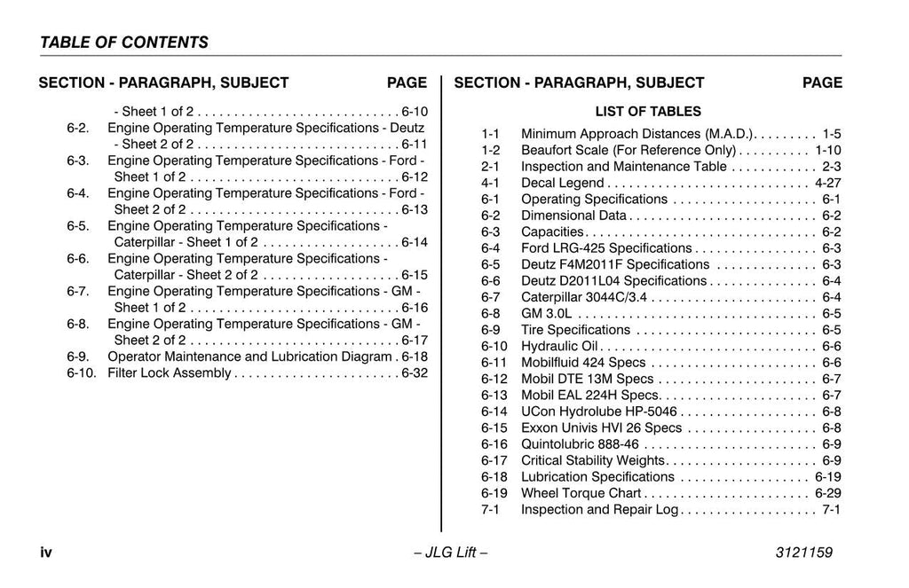 JLG 740AJ Boom Lift Maintenance Operation Operators Manual 3121159