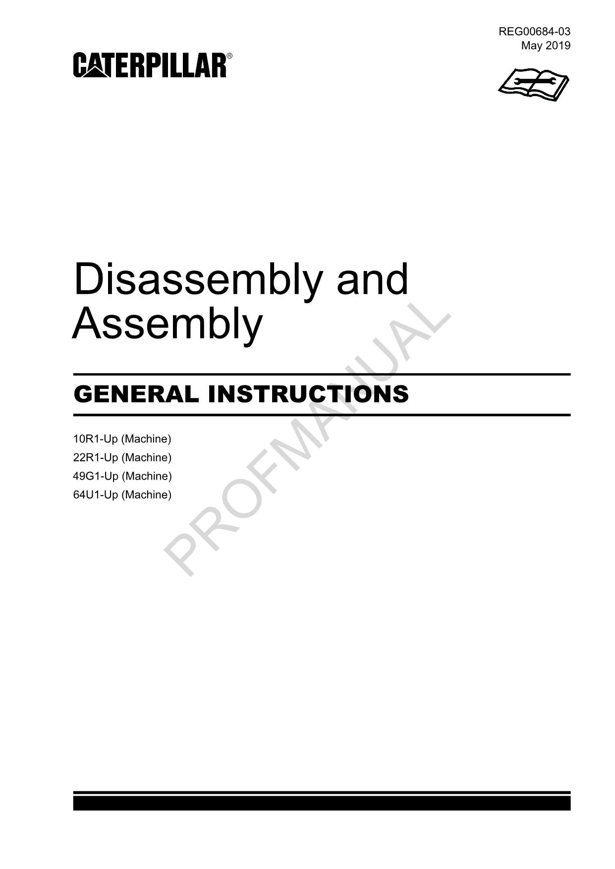 Caterpillar Cat GENERAL INSTRUCTION Disassembly Assembly Service Manual